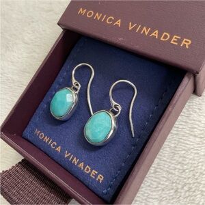 Monica Vinader Siren Amazonite Drop Earrings 925 Silver + Box